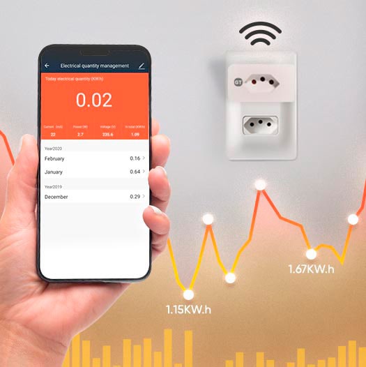 Tomada Inteligente 16A Wi-Fi Liga e Desliga via Aplicativo Compatível com Alexa e Google Assistente | GT